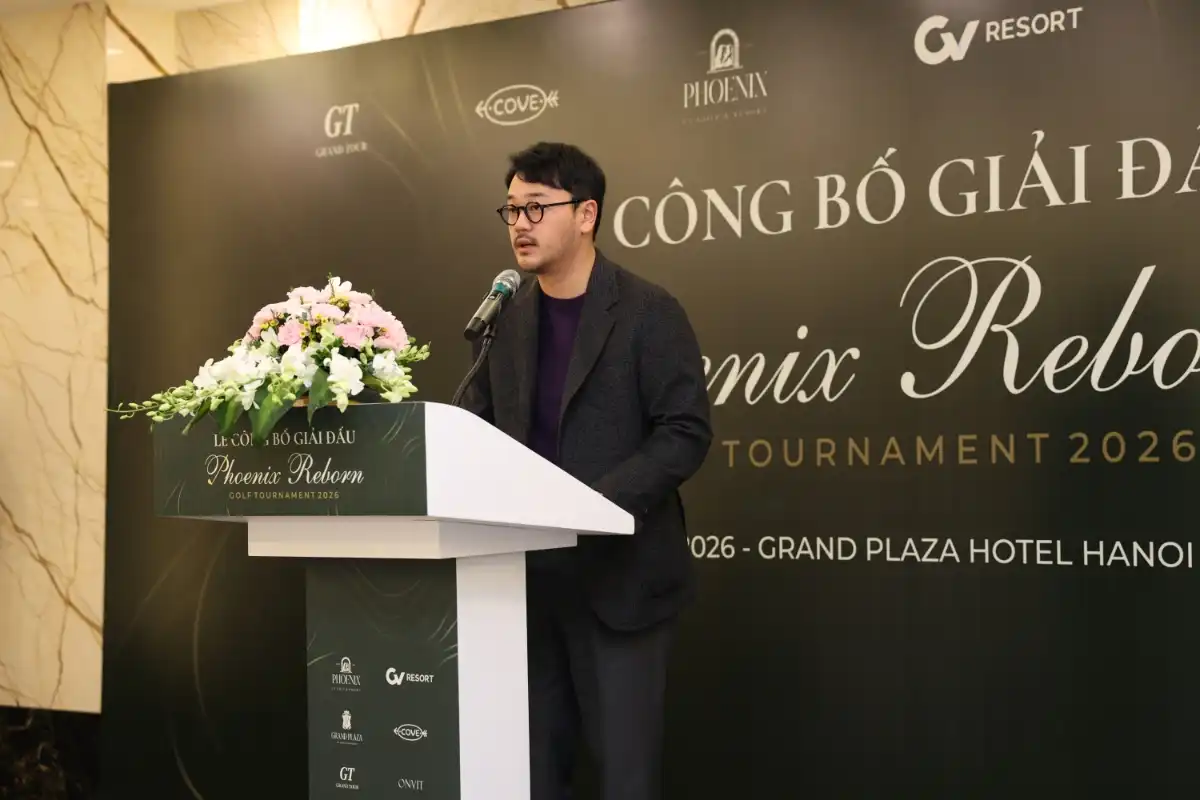 Phó Chủ tịch CV Group Lee Ho Seong phát biểu khai mạc giải đấu Phoenix Reborn Golf Tournament 2026. Ảnh: CV Resort.